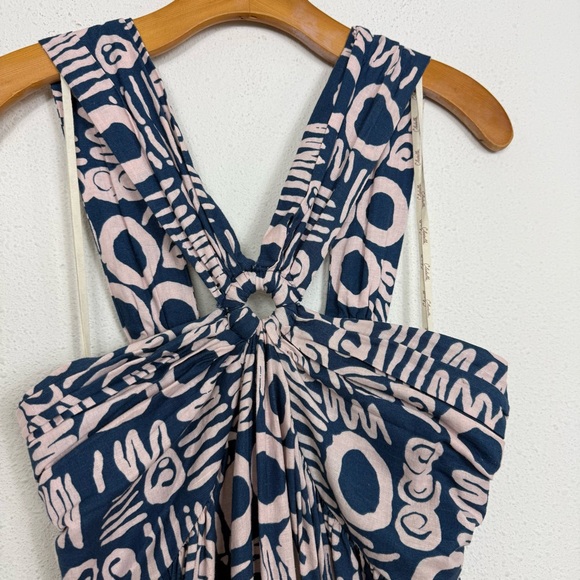 Cleobella Zola Maxi Dress Isla Print Halter Vacation Linen Blend Sz Medium - Picture 5 of 14